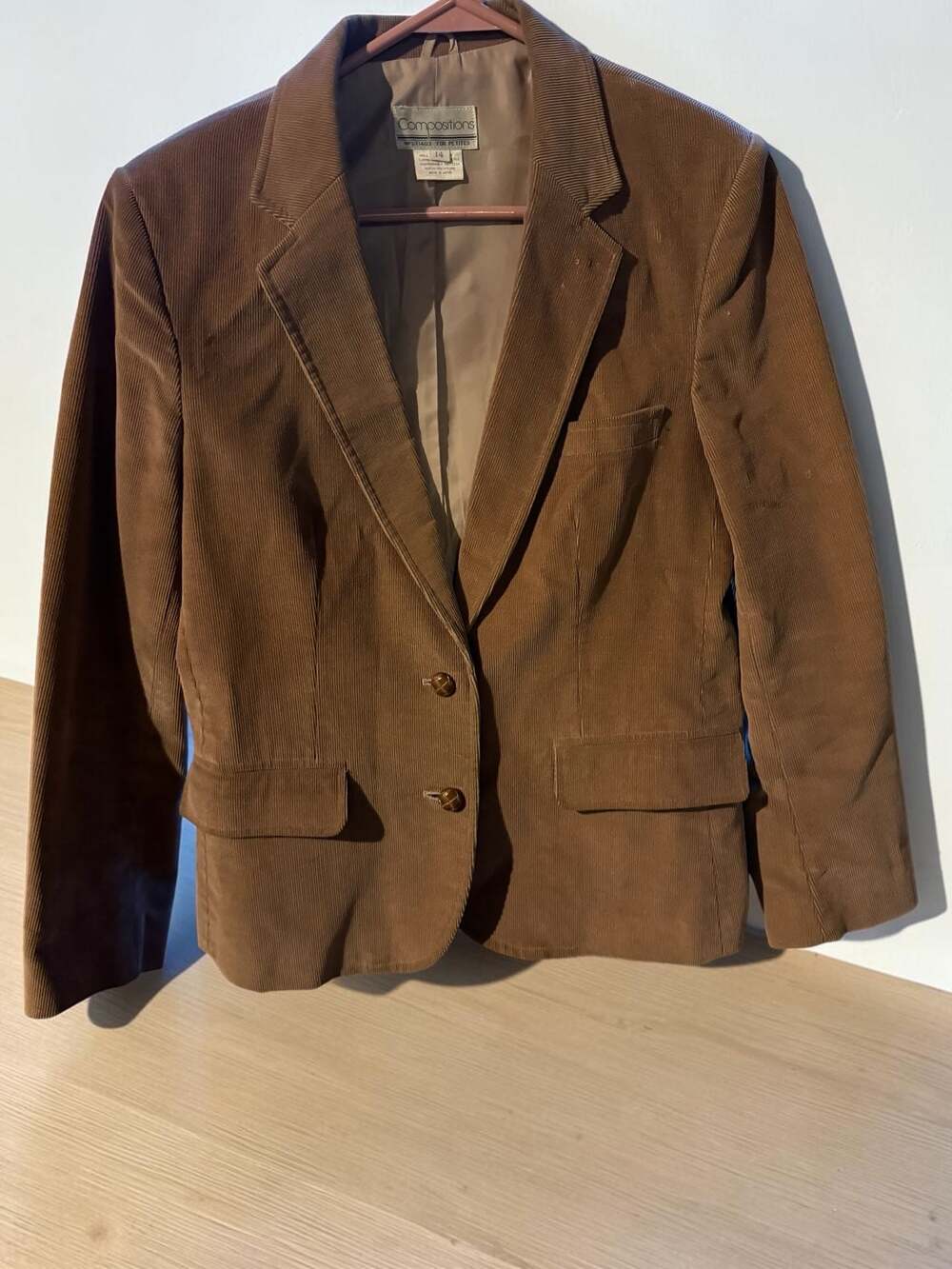 Vintage Compositions Brown Blazer Jacket Size 14 Petite